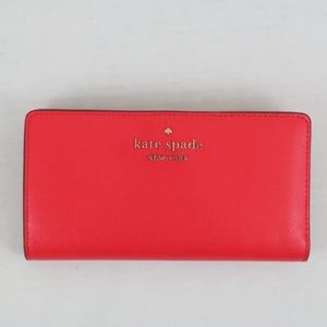 Kate Spade Red Staci Large Slim Bifold Wallet